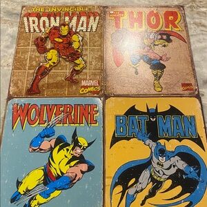 Marvel and DC Comics Retro Metal Signs (set of 4)